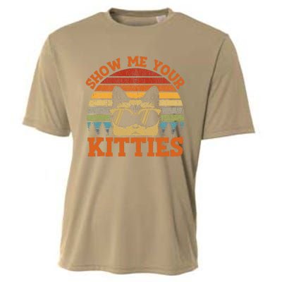 Show Me Your Kitties Funny Cat Lover Vintage Retro Sunset Gift Cooling Performance Crew T-Shirt