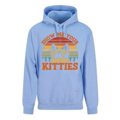 Show Me Your Kitties Funny Cat Lover Vintage Retro Sunset Gift Unisex Surf Hoodie