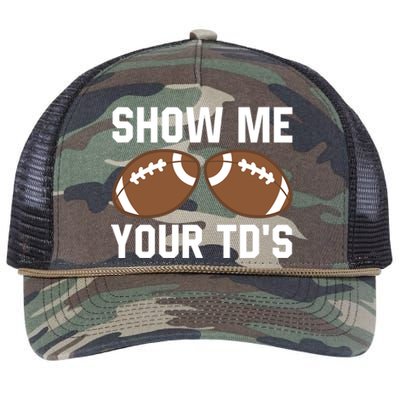 Show me your TDs Funny Fantasy Football Touch Down Retro Rope Trucker Hat Cap