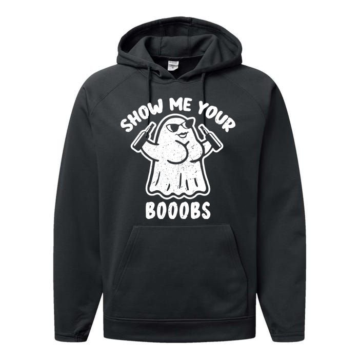 Show Me Your Booobs Funny Dumb Ghost Performance Fleece Hoodie