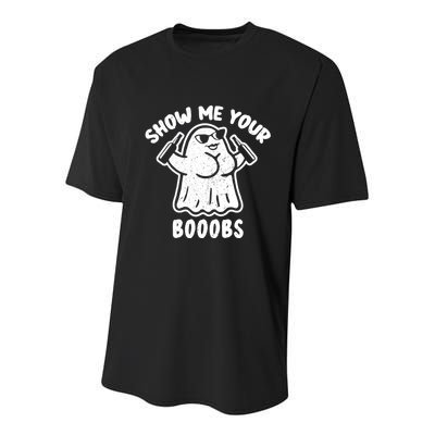 Show Me Your Booobs Funny Dumb Ghost Youth Performance Sprint T-Shirt