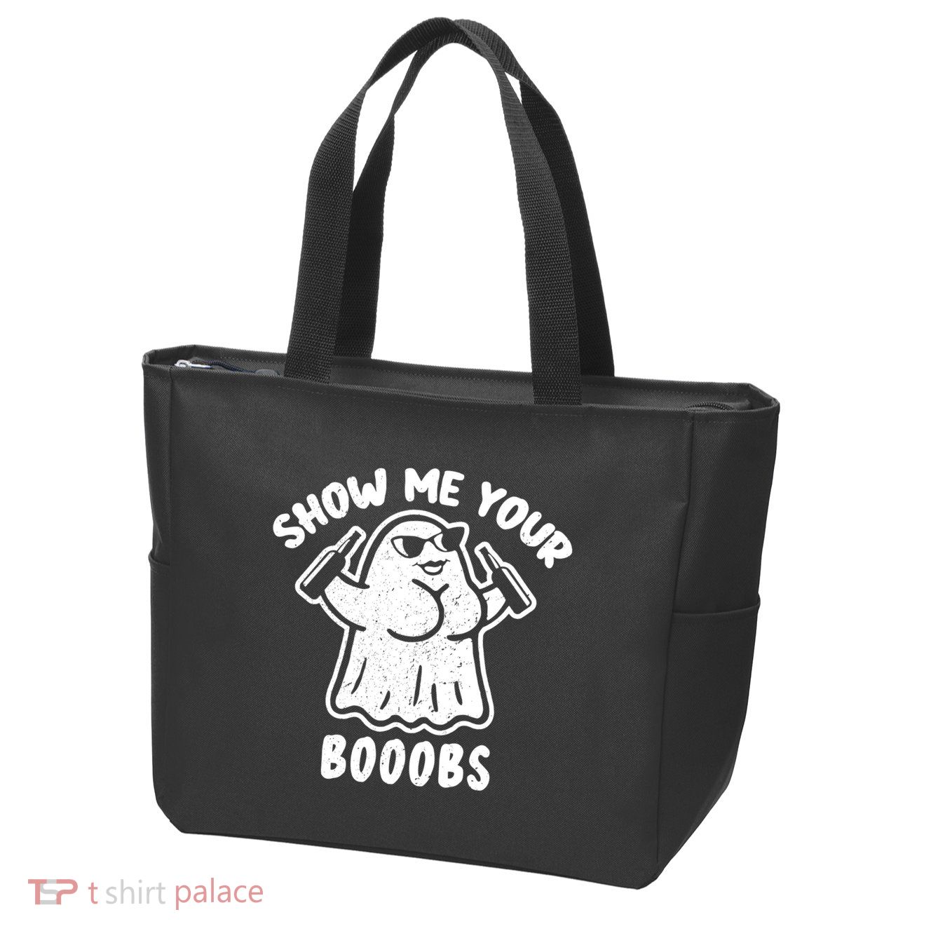 Show Me Your Booobs Funny Dumb Ghost Zip Tote Bag