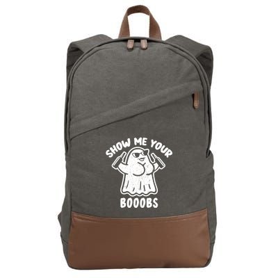 Show Me Your Booobs Funny Dumb Ghost Cotton Canvas Backpack