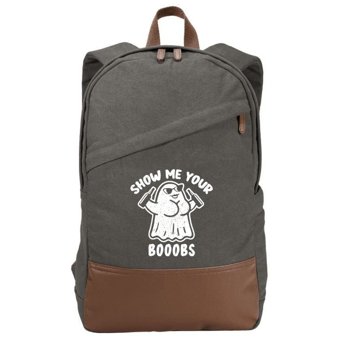 Show Me Your Booobs Funny Dumb Ghost Cotton Canvas Backpack