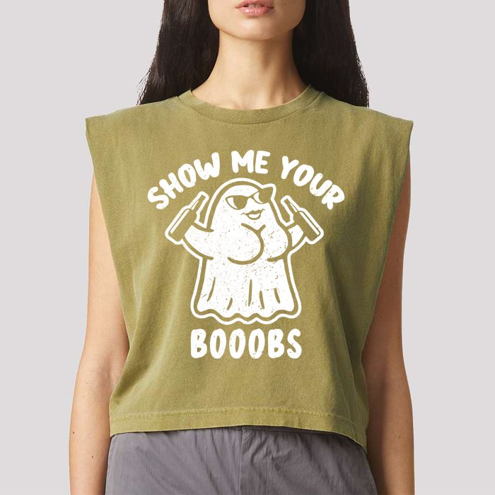 Show Me Your Booobs Funny Dumb Ghost Garment-Dyed Women's Muscle Tee