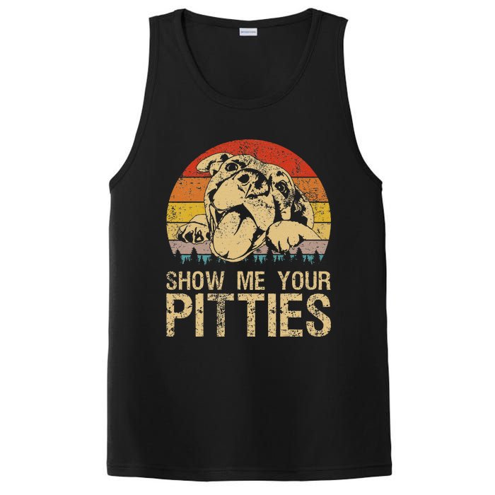 Show Me Your Pitties Funny Pitbull Dog Lovers Retro Vintage PosiCharge Competitor Tank