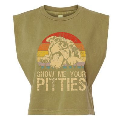 Show Me Your Pitties Funny Pitbull Dog Lovers Retro Vintage Garment-Dyed Women's Muscle Tee