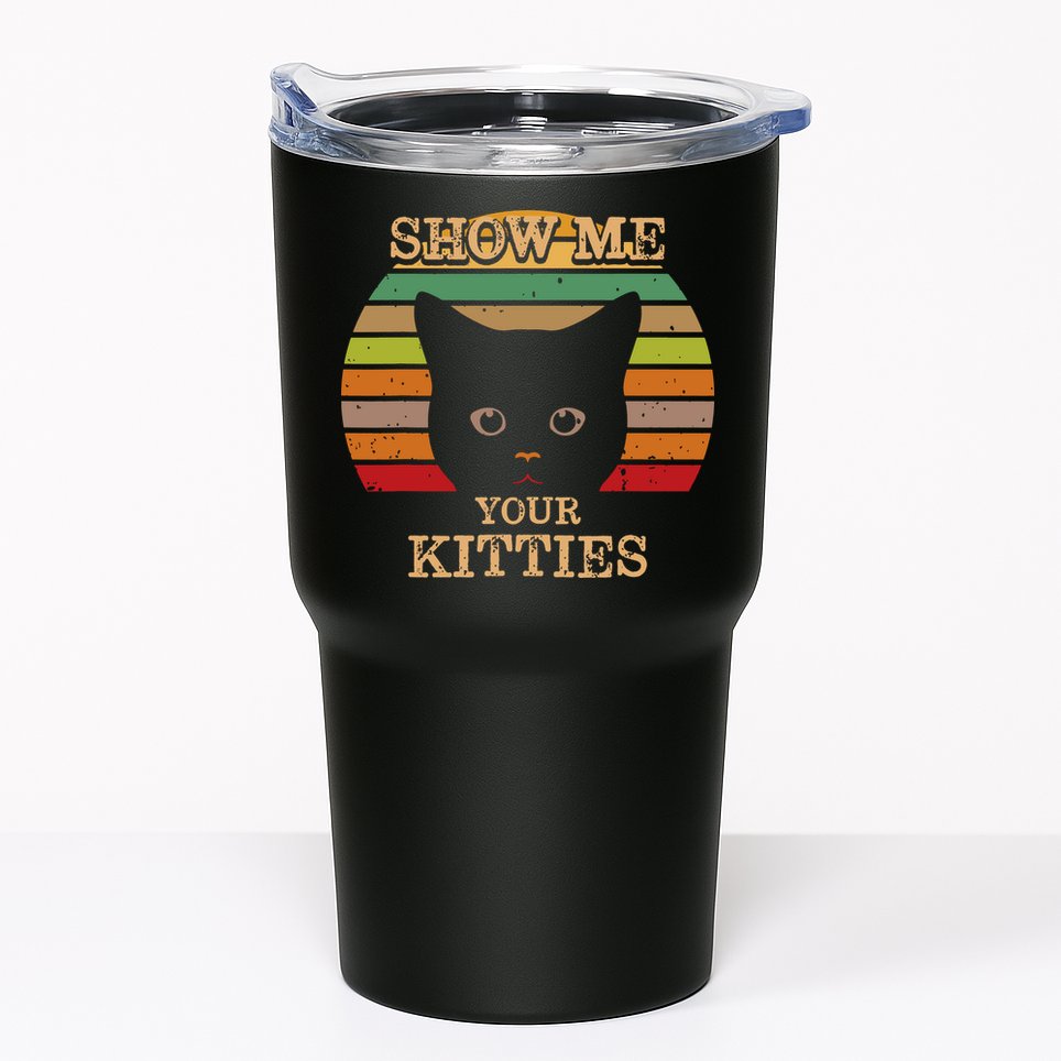 Show Me Your Kitties Cat Lover Gift Retro Vintage Tumbler