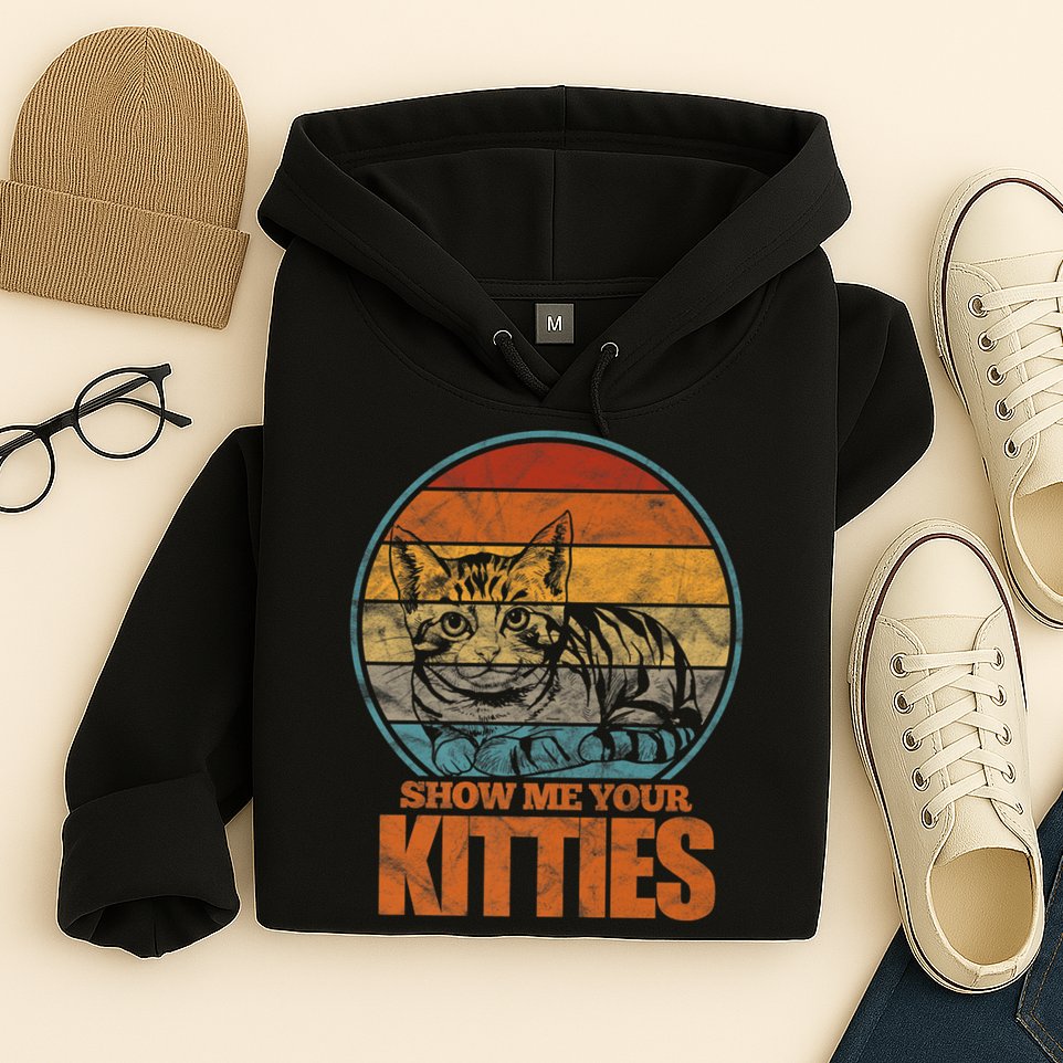 Show Me Your Kitties Funny Cat Lover Premium Hoodie
