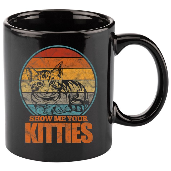 Show Me Your Kitties Funny Cat Lover Premium 11oz C Handle Ceramic Mug