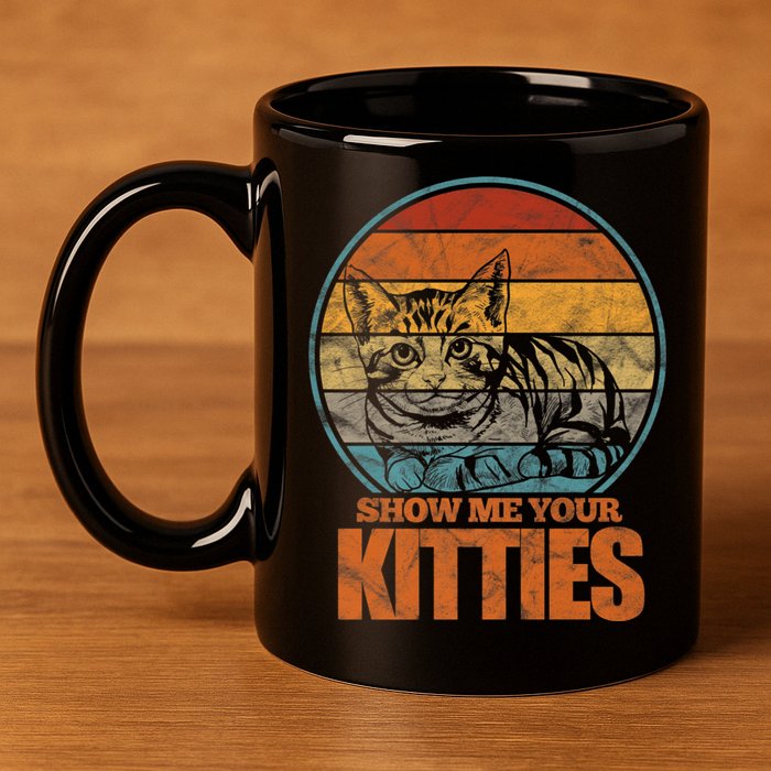 Show Me Your Kitties Funny Cat Lover Premium 11oz C Handle Ceramic Mug