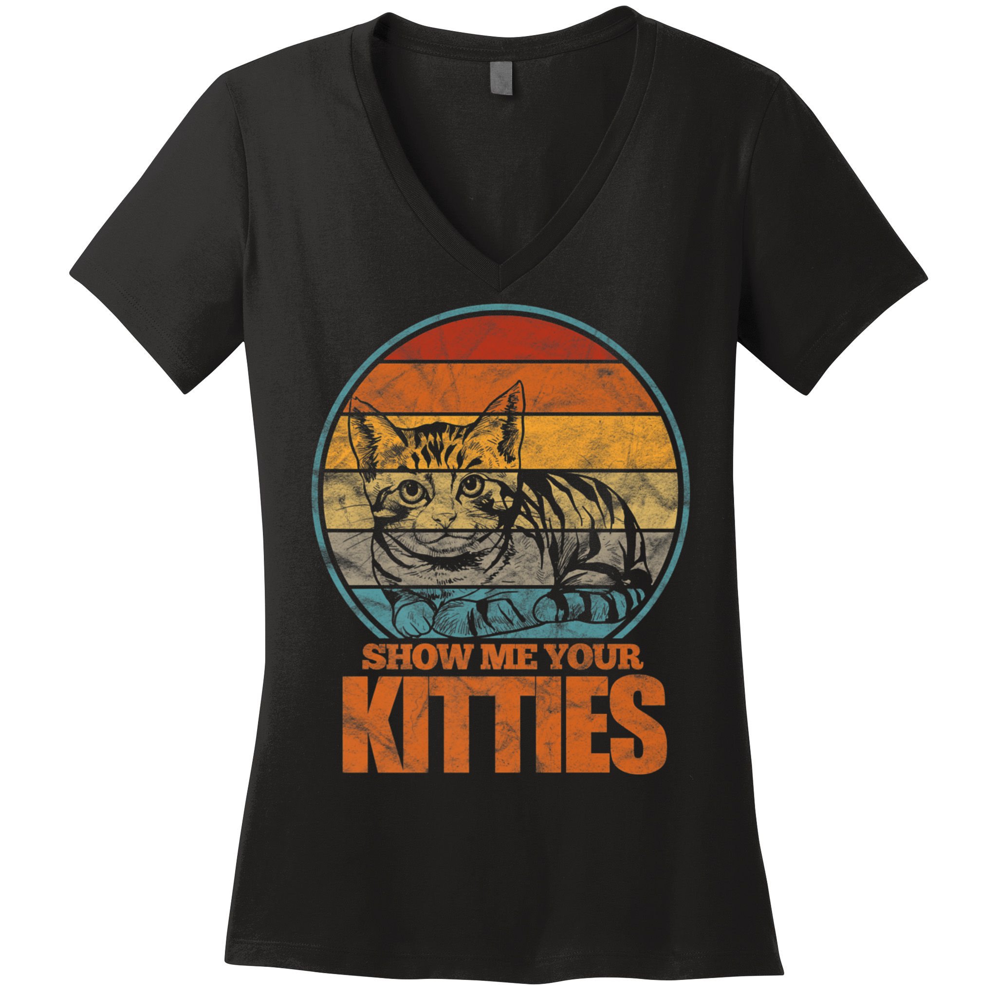 Show Me Your Kitties Funny Cat Lover Premium Women's V-Neck T-Shirt