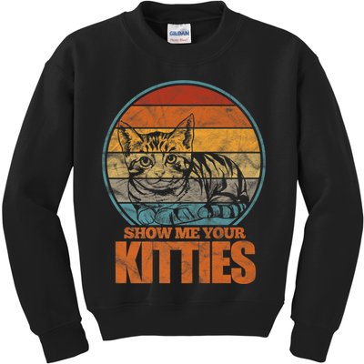 Show Me Your Kitties Funny Cat Lover Premium Kids Sweatshirt