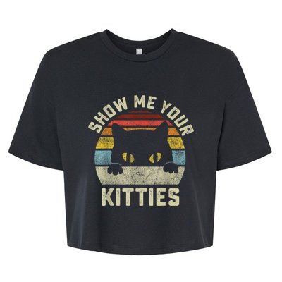 Show Me Your Kitties Vintage Retro Style Cat Mom Dad Lover Bella+Canvas Jersey Crop Tee