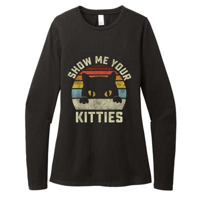 Show Me Your Kitties Vintage Retro Style Cat Mom Dad Lover Womens CVC Long Sleeve Shirt