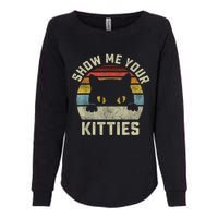 Show Me Your Kitties Vintage Retro Style Cat Mom Dad Lover Womens California Wash Sweatshirt