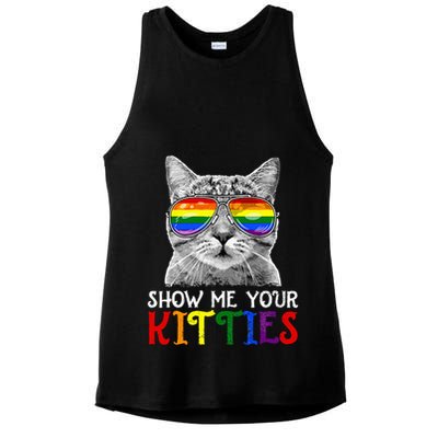Show Me Your Kitties Proud Ally Cat Lover Lgbt G.A.Y Pride Ladies PosiCharge Tri-Blend Wicking Tank