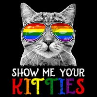 Show Me Your Kitties Proud Ally Cat Lover Lgbt G.A.Y Pride Flexfit Unipanel Trucker Cap