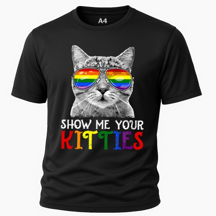 Show Me Your Kitties Proud Ally Cat Lover Lgbt G.A.Y Pride Cooling Performance Crew T-Shirt