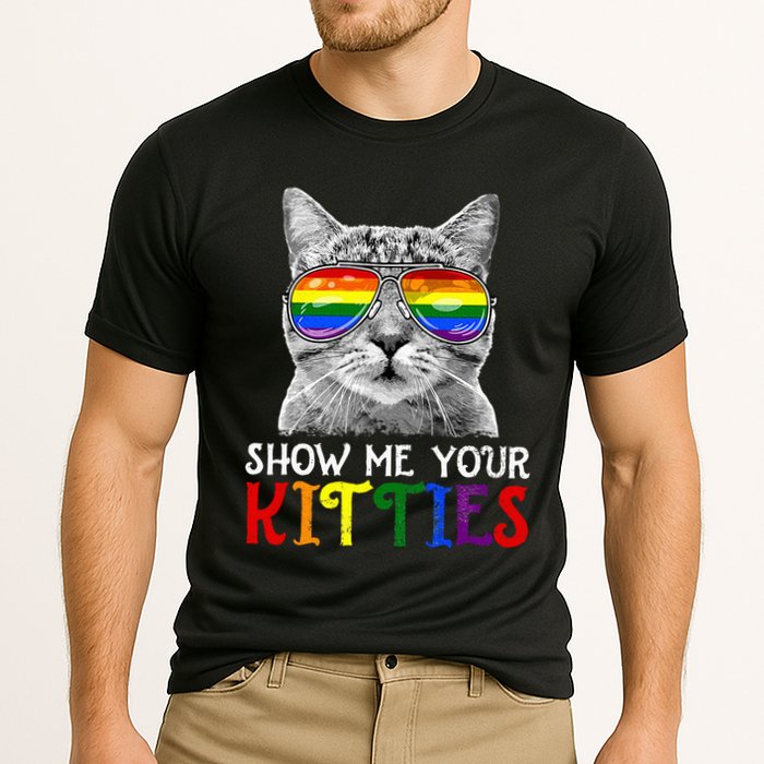 Show Me Your Kitties Proud Ally Cat Lover Lgbt G.A.Y Pride Cooling Performance Crew T-Shirt