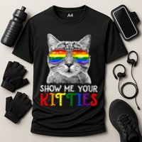 Show Me Your Kitties Proud Ally Cat Lover Lgbt G.A.Y Pride Cooling Performance Crew T-Shirt