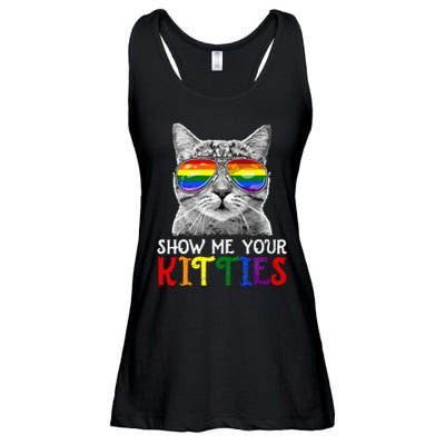 Show Me Your Kitties Proud Ally Cat Lover Lgbt G.A.Y Pride Ladies Essential Flowy Tank