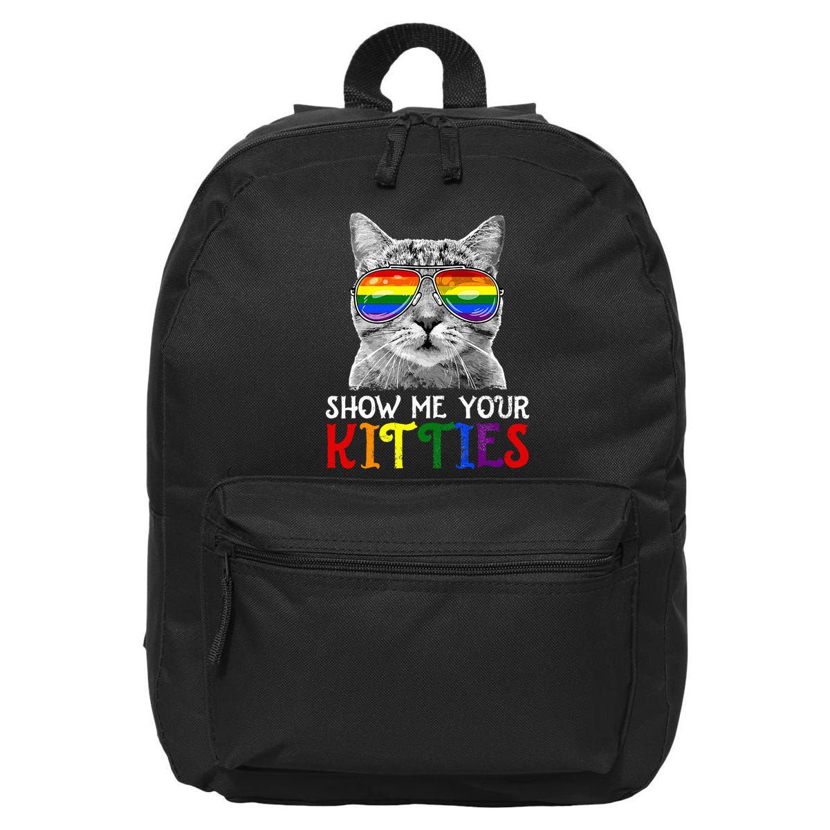 Show Me Your Kitties Proud Ally Cat Lover Lgbt G.A.Y Pride 16 in Basic Backpack