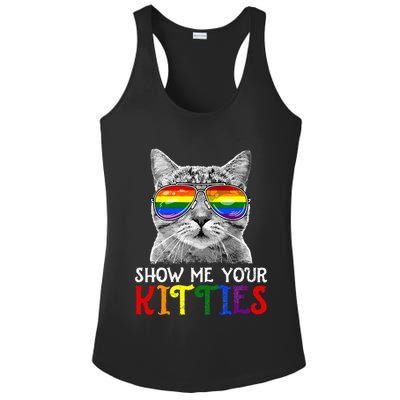 Show Me Your Kitties Proud Ally Cat Lover Lgbt G.A.Y Pride Ladies PosiCharge Competitor Racerback Tank
