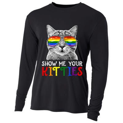 Show Me Your Kitties Proud Ally Cat Lover Lgbt G.A.Y Pride Cooling Performance Long Sleeve Crew