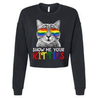 Show Me Your Kitties Proud Ally Cat Lover Lgbt G.A.Y Pride Cropped Pullover Crew
