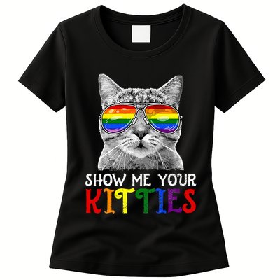 Show Me Your Kitties Proud Ally Cat Lover Lgbt G.A.Y Pride Womens T-Shirt