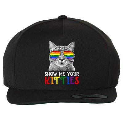 Show Me Your Kitties Proud Ally Cat Lover Lgbt G.A.Y Pride Wool Snapback Cap