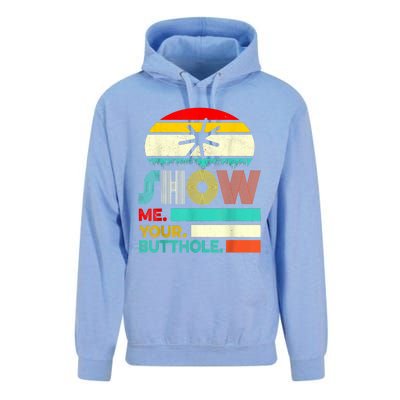 Show Me Your Butthole, Funny, Joke, Sarcastic, Family Unisex Surf Hoodie