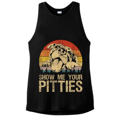 Show Me Your Pitties Funny Pitbull Dog Lovers Retro Vintage Ladies PosiCharge Tri-Blend Wicking Tank