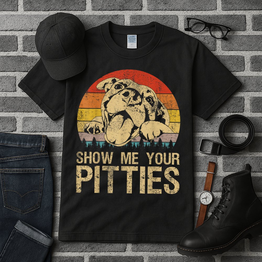 Show Me Your Pitties Funny Pitbull Dog Lovers Retro Vintage Tall T-Shirt