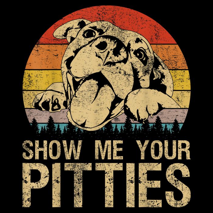Show Me Your Pitties Funny Pitbull Dog Lovers Retro Vintage Tall T-Shirt