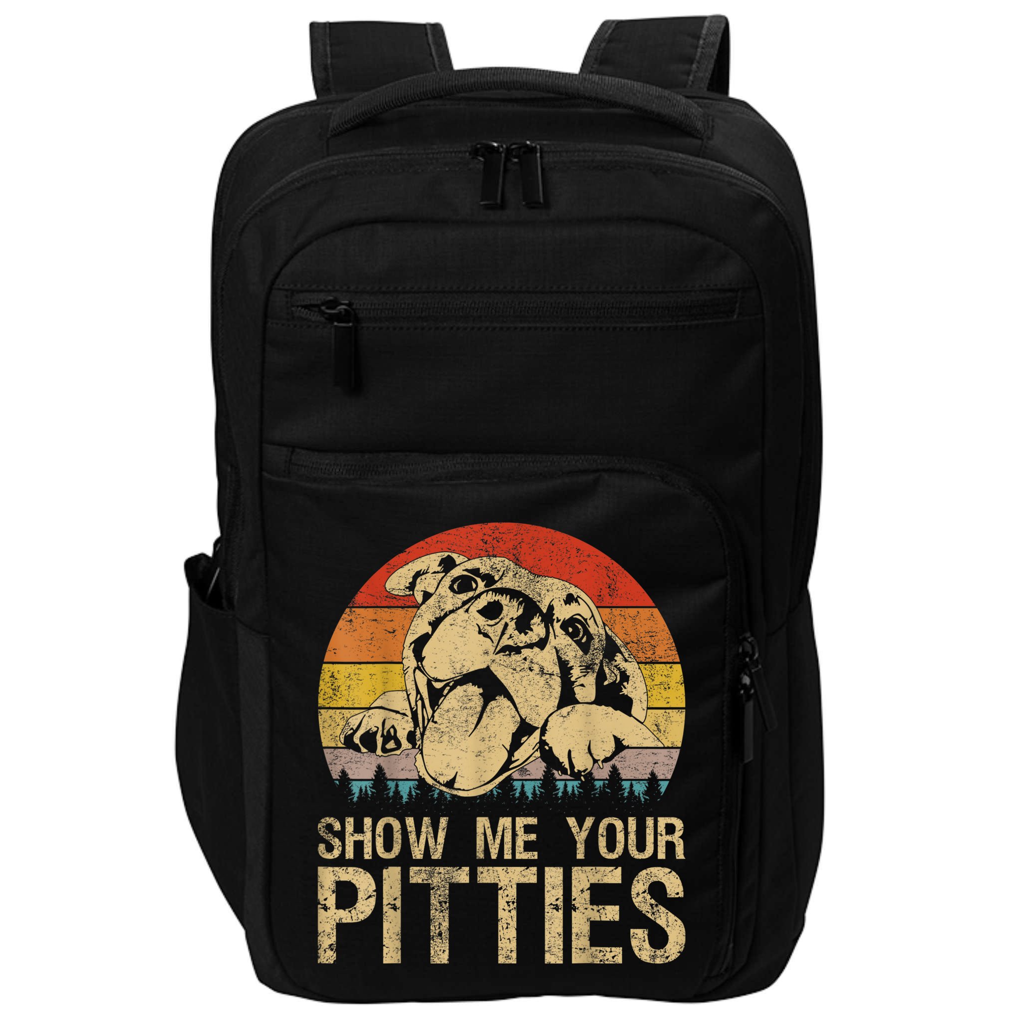 Show Me Your Pitties Funny Pitbull Dog Lovers Retro Vintage Impact Tech Backpack