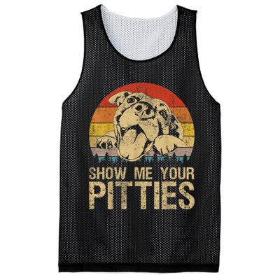 Show Me Your Pitties Funny Pitbull Dog Lovers Retro Vintage Mesh Reversible Basketball Jersey Tank