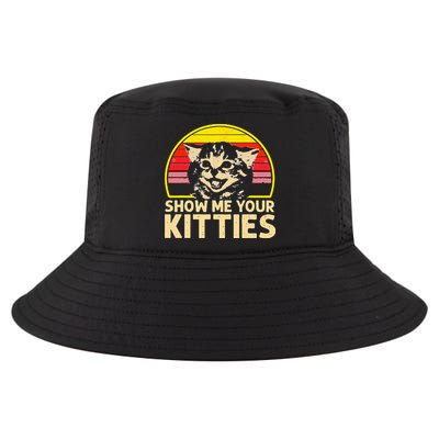 Show Me Your Kitties Cat Lover Retro Vintage Sunset Cool Comfort Performance Bucket Hat
