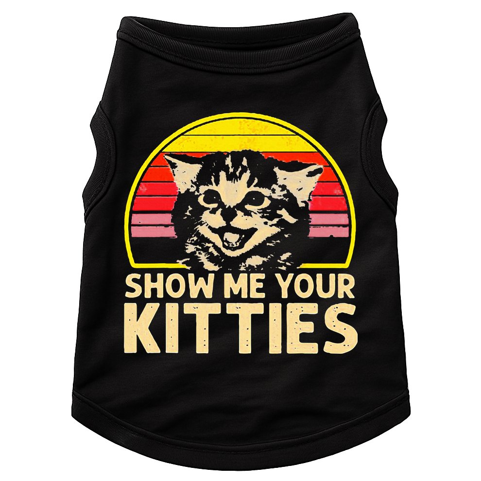 Show Me Your Kitties Cat Lover Retro Vintage Sunset Doggie Tank