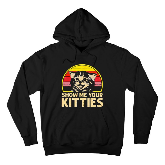 Show Me Your Kitties Cat Lover Retro Vintage Sunset Hoodie