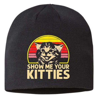Show Me Your Kitties Cat Lover Retro Vintage Sunset Sustainable Beanie