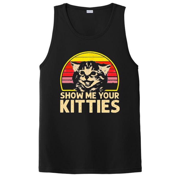 Show Me Your Kitties Cat Lover Retro Vintage Sunset PosiCharge Competitor Tank