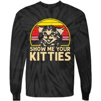 Show Me Your Kitties Cat Lover Retro Vintage Sunset Tie-Dye Long Sleeve Shirt