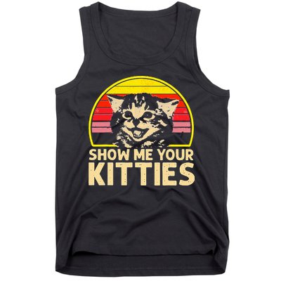 Show Me Your Kitties Cat Lover Retro Vintage Sunset Tank Top