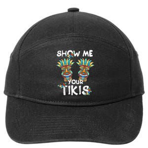 Show Me Your Tikis Boobs Funny Hawaiian Aloha Hawaii Luau 7-Panel Snapback Hat