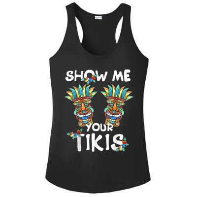 Show Me Your Tikis Boobs Funny Hawaiian Aloha Hawaii Luau Ladies PosiCharge Competitor Racerback Tank
