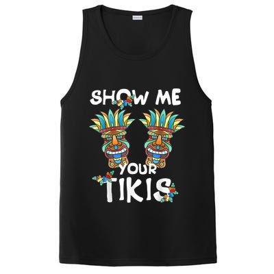 Show Me Your Tikis Boobs Funny Hawaiian Aloha Hawaii Luau PosiCharge Competitor Tank