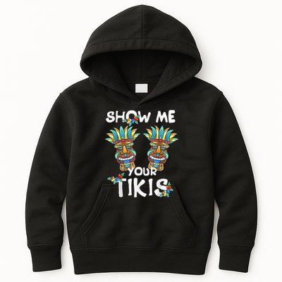 Show Me Your Tikis Boobs Funny Hawaiian Aloha Hawaii Luau Kids Hoodie