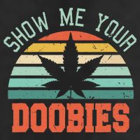 Show Me Your Doobies Weed Gift Funny Marijuana Bud Stoner 7 Panel Mesh Trucker Snapback Hat